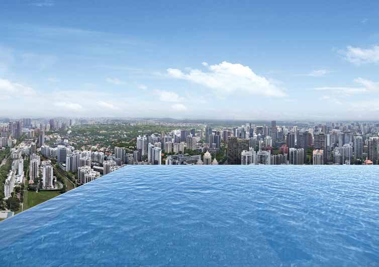 Sky Peak infinity pool view at 240m, Promenade Peak roof level